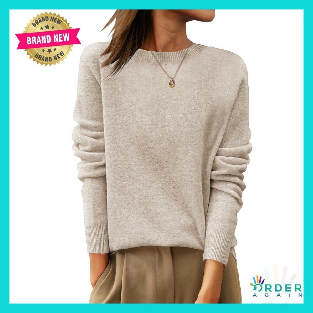 Classic Wool Sweater Crewneck Long Sleeve Work Casual Elegant Minimal Chic